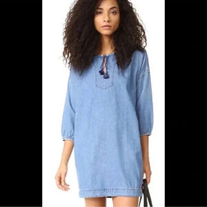 Madewell | Denim Artiste 3/4 Sleeve Tasseled Tunic Top/Dress Size XS